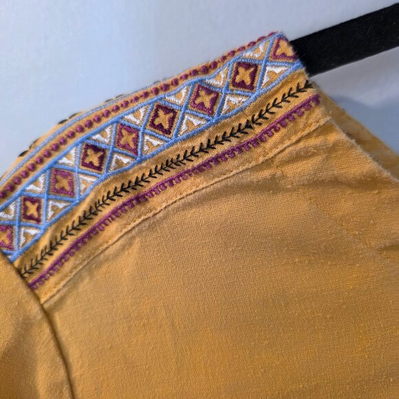 SHERPA Adventures Mustard Yellow Hemp blend Top - Sz XL - Picture 3 of 5